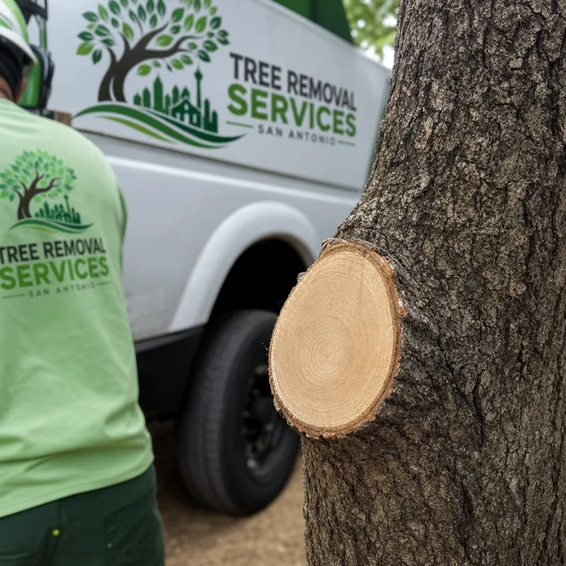 Close-up of a proper pruning cut at the branch collar showing correct cut location