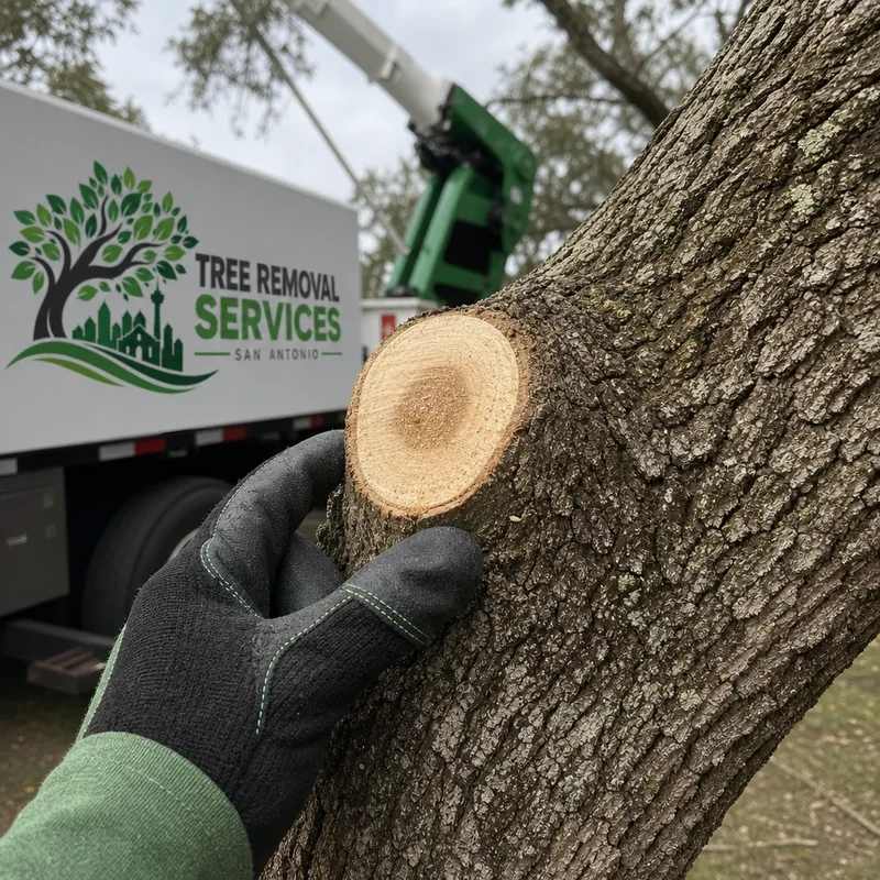 Correct pruning cut at the branch collar on a medium limb with clean saw marks and no torn bark