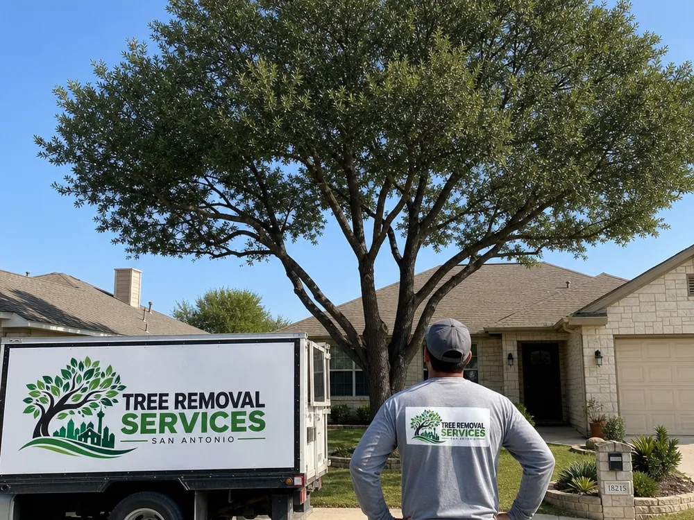 Finished tree canopy with balanced pruning, removed deadwood, and even crown density without topping