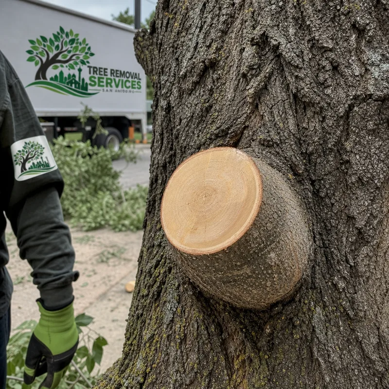 Clean pruning cut at the branch collar with no tearing